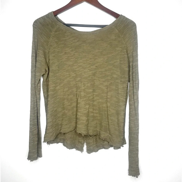 White + Warren Olive Cotton Open Back Sweater Size Medium - Picture 1 of 5